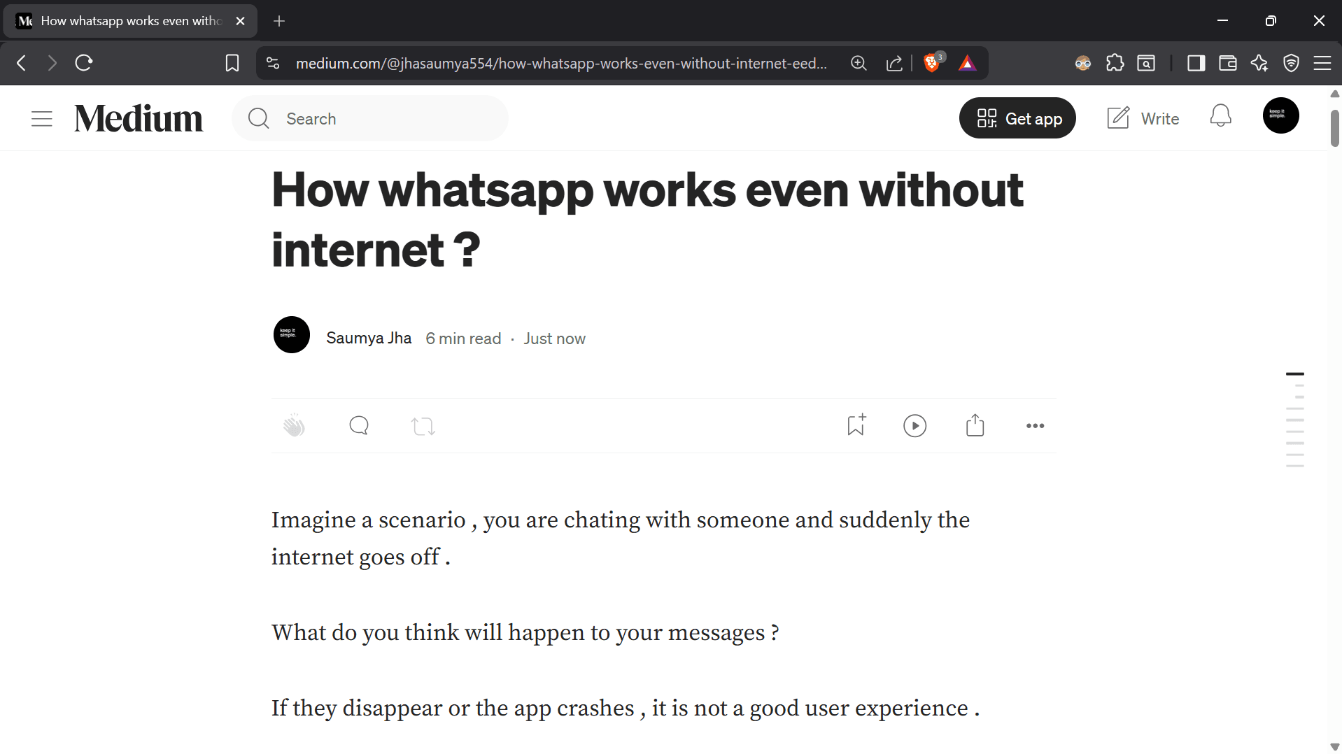 How whatsapp works even without internet ?